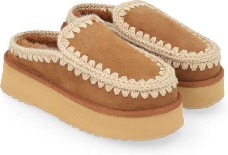 Mou Eskimo Platform Klomp in Cognac Brown Dames