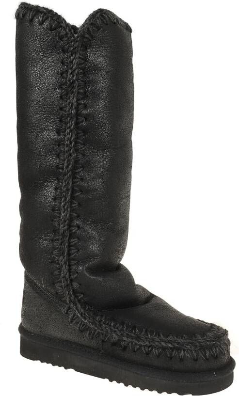 Mou Gebroken Zwart Grijs Eskimo Winterlaarzen Black Dames