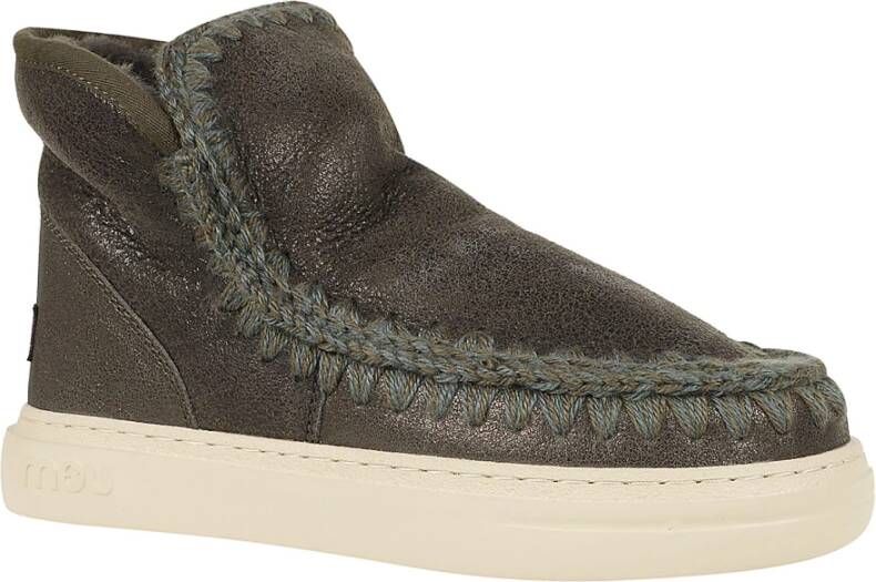 Mou Gedurfd Metallic Zwart Olijf Sneaker Green Dames