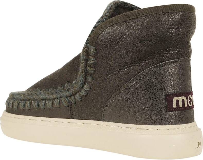 Mou Gedurfd Metallic Zwart Olijf Sneaker Green Dames