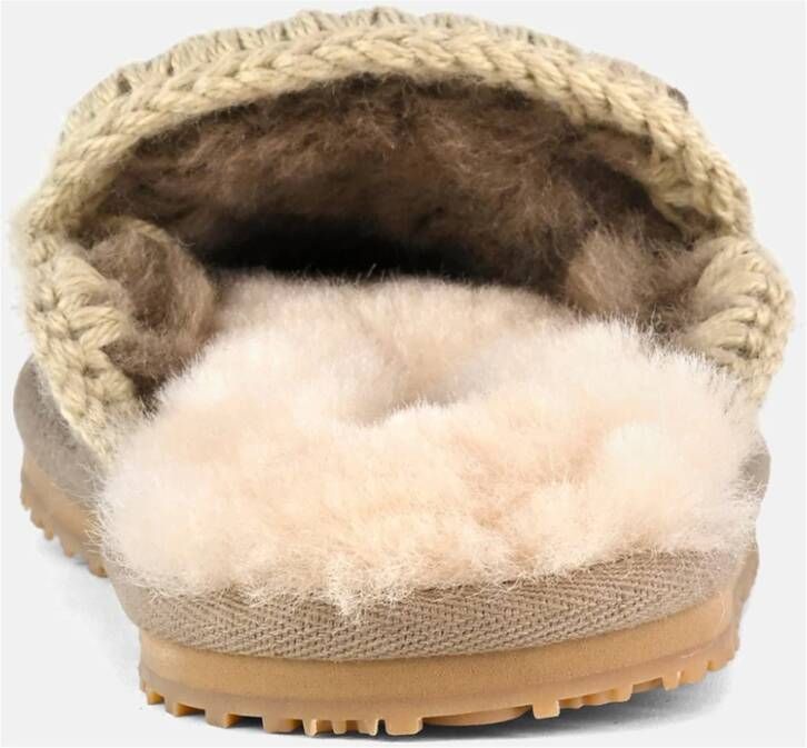 Mou Grijze Schapenvacht Slofje met Eskimo Stiksels Gray Dames