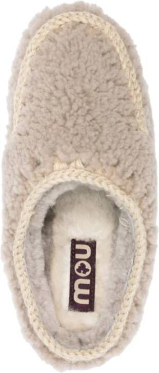 Mou Grijze Shearling Instap Sandalen Gray Dames