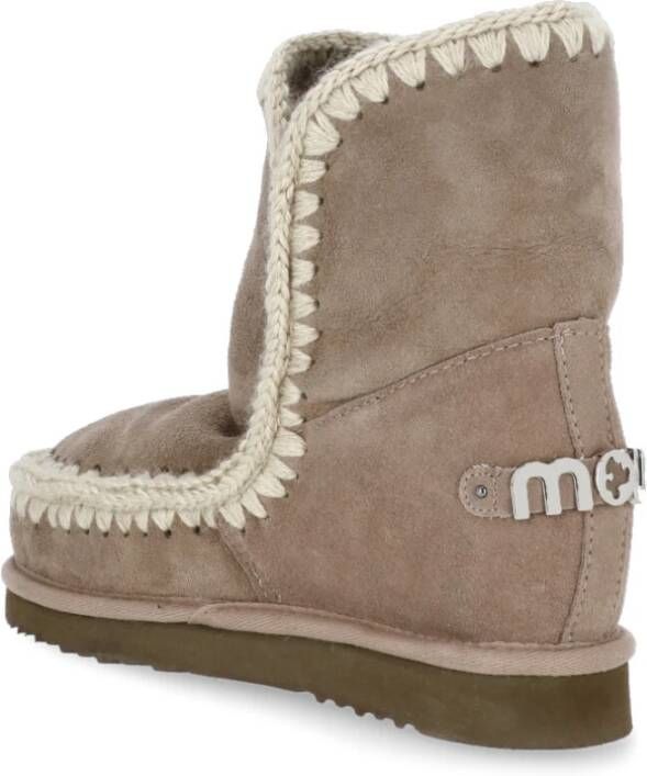 Mou Grijze Shearling Laarzen met Wolstiksels Gray Dames