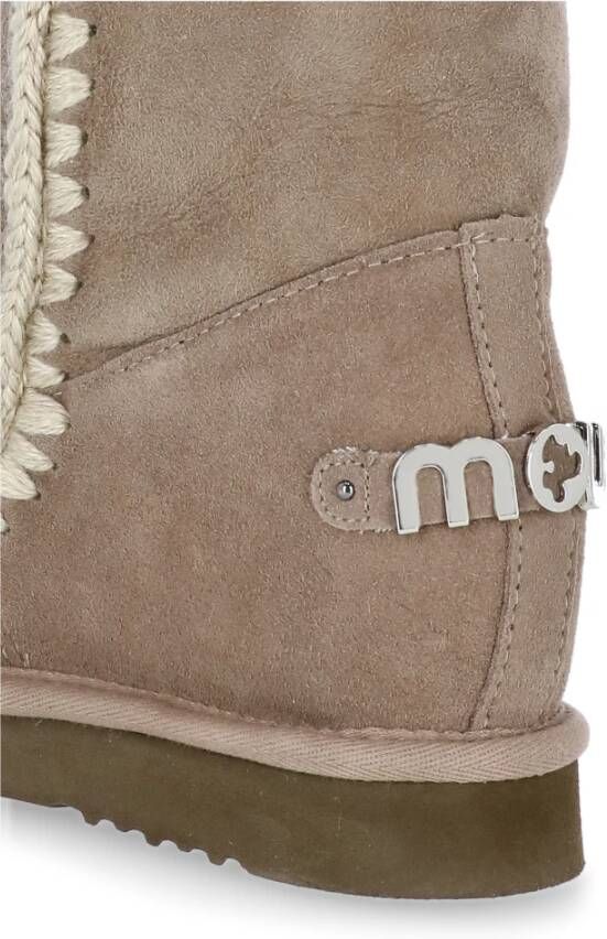 Mou Grijze Shearling Laarzen met Wolstiksels Gray Dames