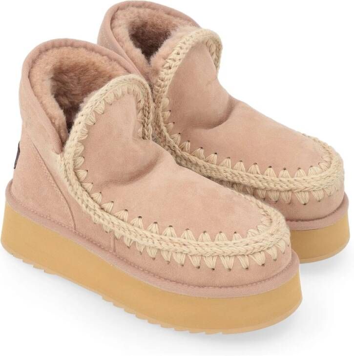 Mou Handgemaakte Mini Eskimo Suede Platform Laars Brown Dames