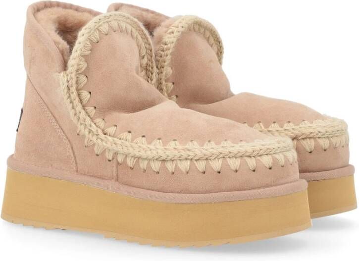 Mou Handgemaakte Mini Eskimo Suede Platform Laars Brown Dames