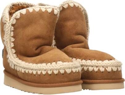 Mou Handgemaakte Suède Dameslaars Eskimo 18 Glitter Cognac Brown Dames