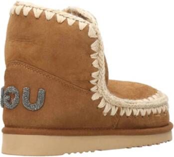 Mou Handgemaakte Suède Dameslaars Eskimo 18 Glitter Cognac Brown Dames