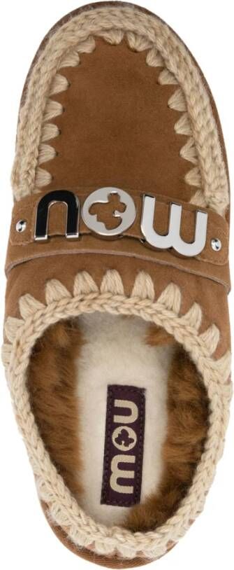 Mou Kameel Shearling Slip-On Platte Schoenen Brown Dames