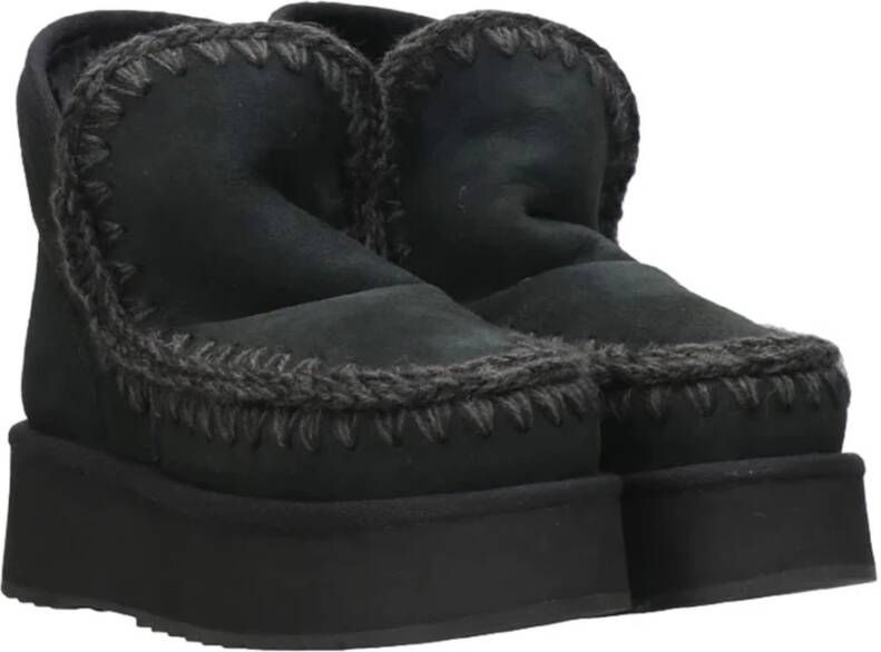 Mou Mini Eskimo Platform Suède Laars Black Dames