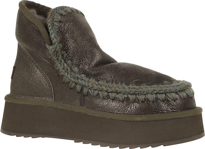 Mou Platform Eskimo Laars in Metallic Zwart Brown Dames