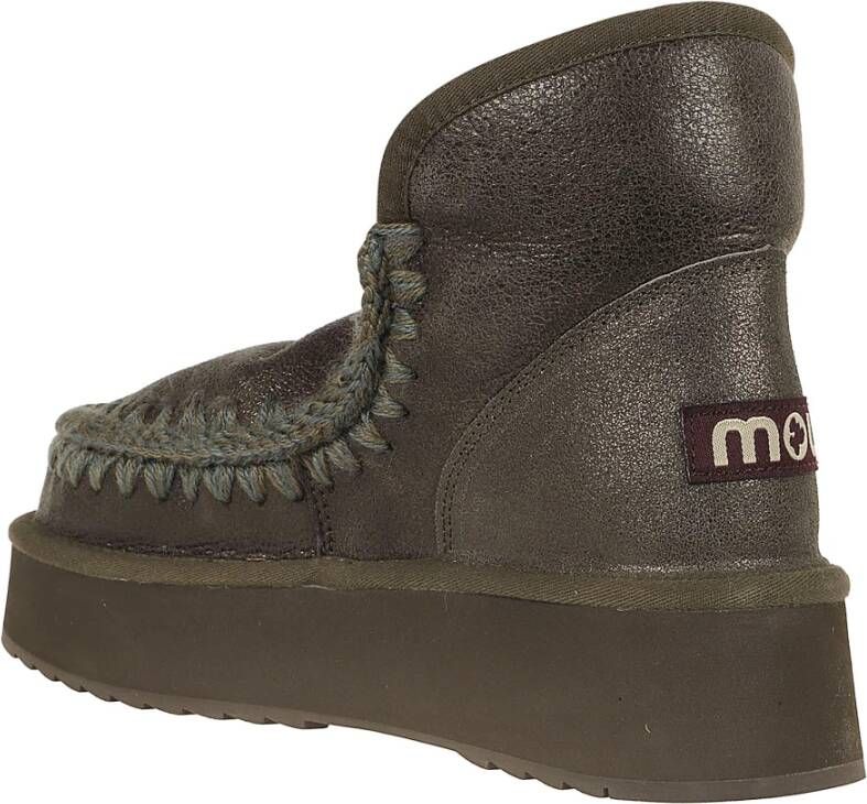 Mou Platform Eskimo Laars in Metallic Zwart Brown Dames