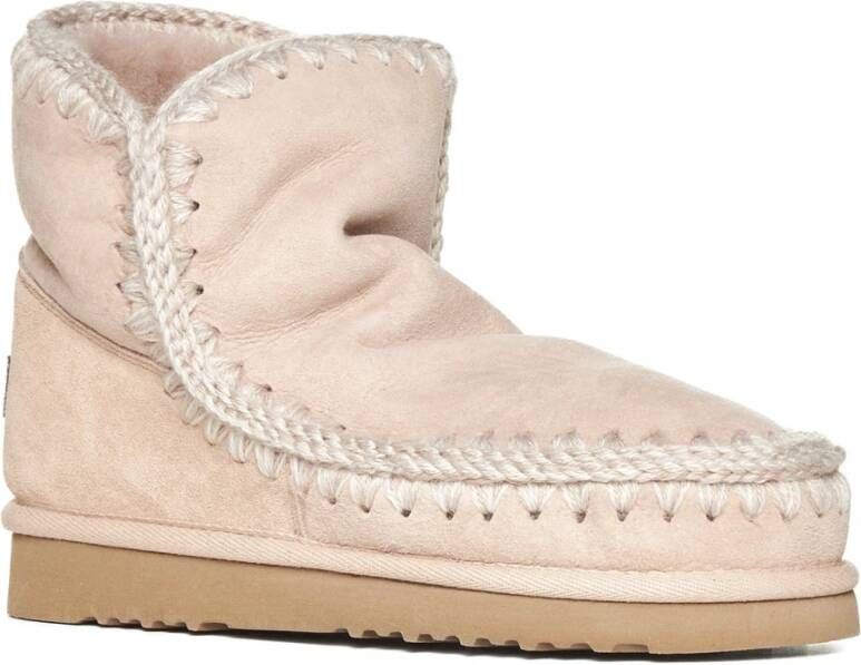 Mou Roze Wol Eskimo Enkellaarzen Beige Dames