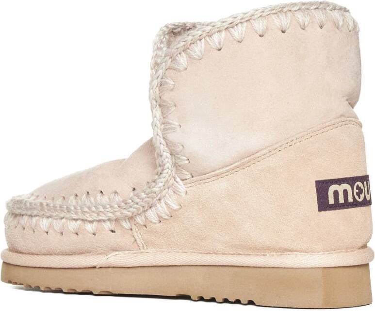 Mou Roze Wol Eskimo Enkellaarzen Beige Dames