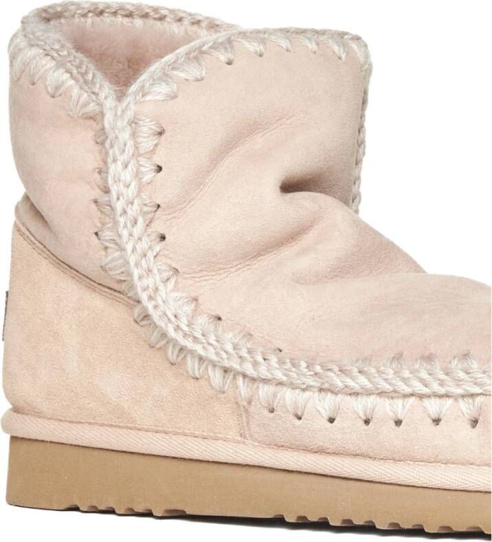 Mou Roze Wol Eskimo Enkellaarzen Beige Dames