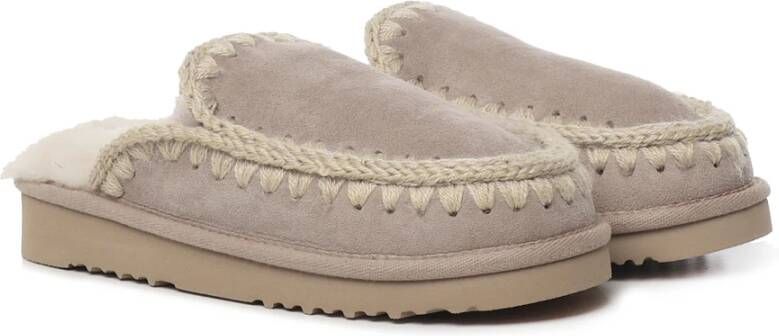 Mou Schapenvacht slippers met rubberen zool Gray Dames