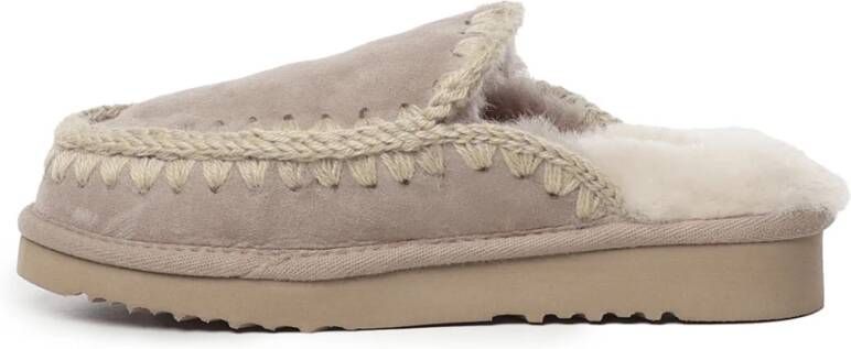 Mou Schapenvacht slippers met rubberen zool Gray Dames