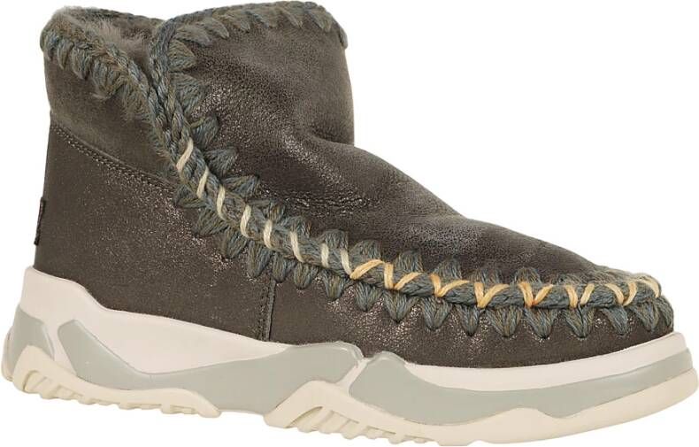 Mou Stijlvolle Eskimo Trainer Overstitching Schoenen Green Dames