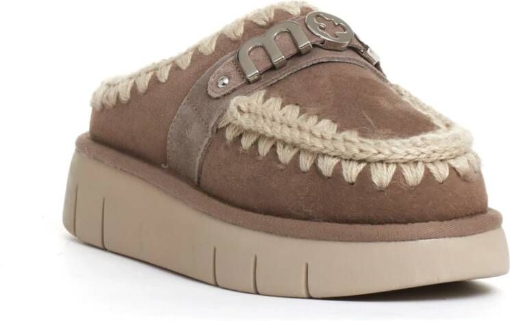 Mou Suède Klomp in Taupe Beige Dames