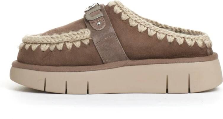 Mou Suède Klomp in Taupe Beige Dames