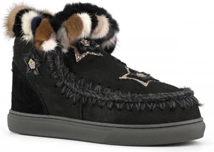 Mou Zwarte Eskimo Sneaker met Nertsbont Black Dames