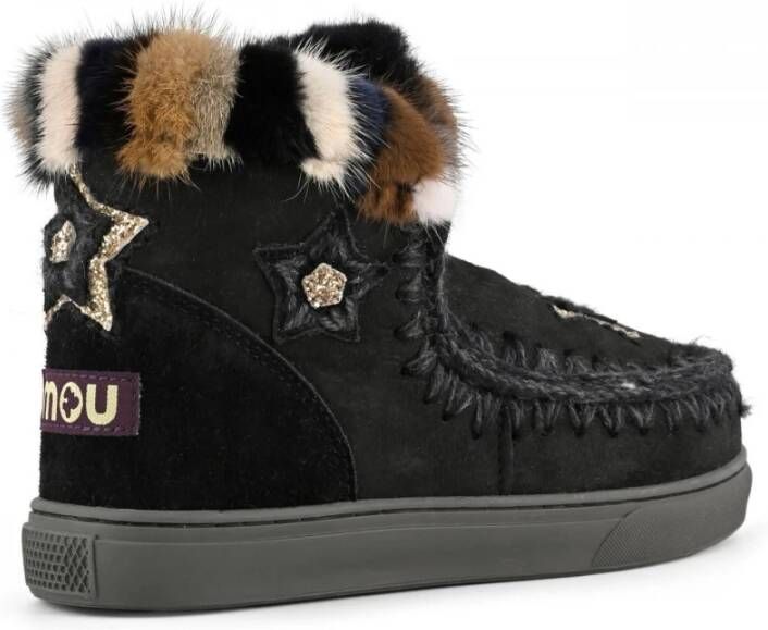 Mou Zwarte Eskimo Sneaker met Nertsbont Black Dames