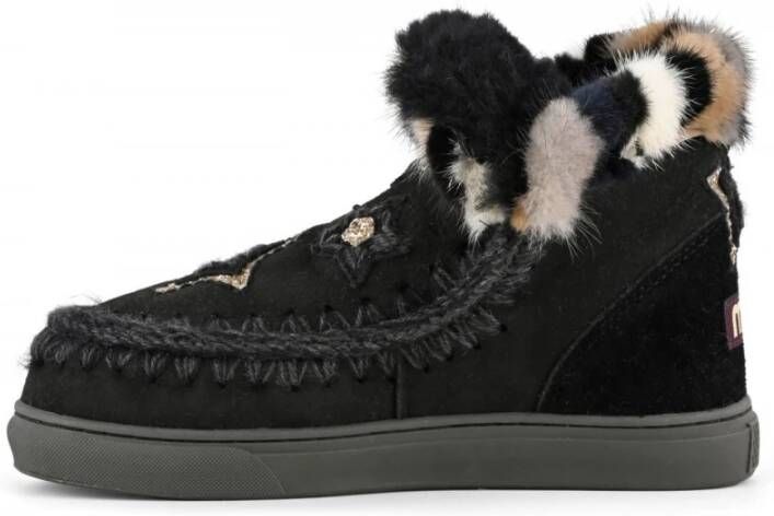 Mou Zwarte Eskimo Sneaker met Nertsbont Black Dames