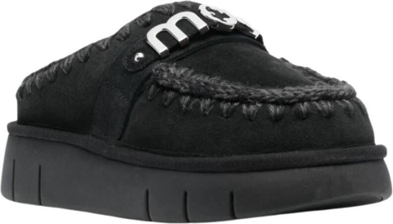 Mou Zwarte Instap Schoenen van Schapenvacht Black Dames