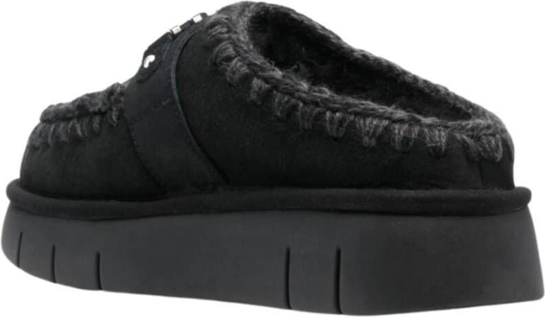 Mou Zwarte Instap Schoenen van Schapenvacht Black Dames