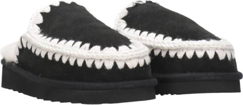 Mou Zwarte Schapenvacht Pantoffel met EVA-zool Black Dames