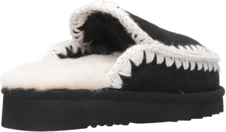 Mou Zwarte Schapenvacht Pantoffel met EVA-zool Black Dames