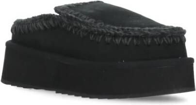 Mou Zwarte Shearling Laarzen met Wolstiksels Black Dames