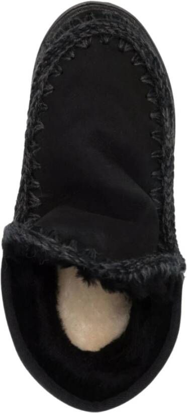 Mou Zwarte Shearling Platte Sneakers Black Dames