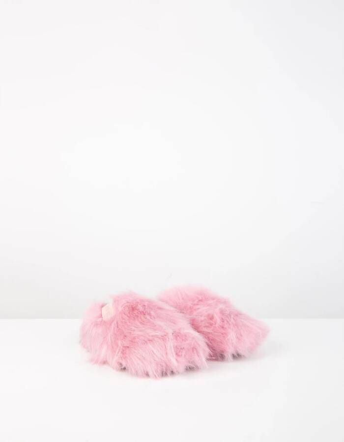 Msgm Lage zool ronde neus slipper met decoratief pluizig garen Roze Dames