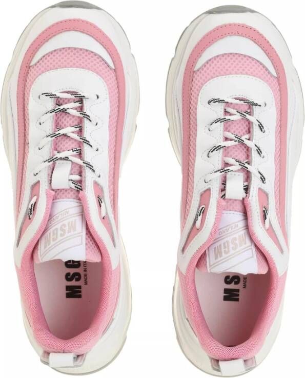 Msgm Leren Sneakers in Wit en Roze Pink Dames