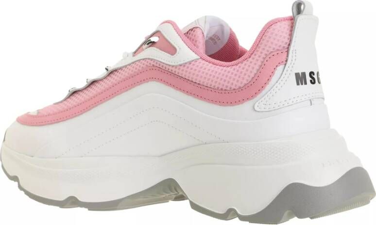 Msgm Leren Sneakers in Wit en Roze Pink Dames