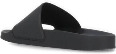 Msgm Zwarte Rubber Slippers met Logo Black Dames