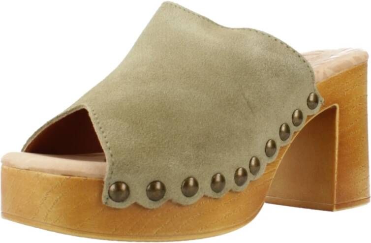 Mtng Stijlvolle Heeled Mules Sandaal Beige Dames