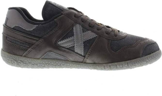 Munich Goal Sneakers Grijs Leer Bruin Gray Heren