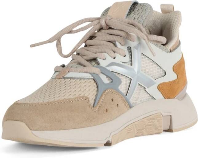 Munich Leren en stoffen sneakers voor vrouwen Beige Dames