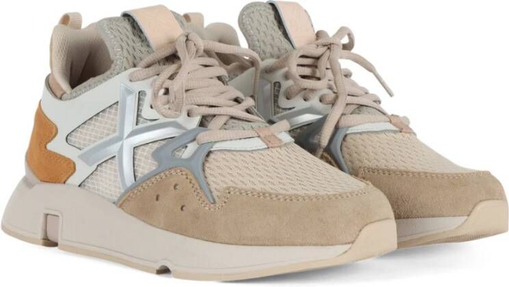 Munich Leren en stoffen sneakers voor vrouwen Beige Dames