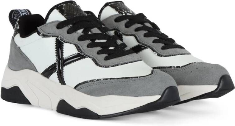 Munich Leren Wave Sneakers met materialen Black Dames