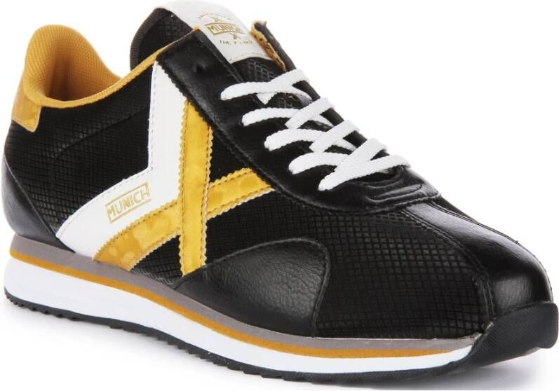 Munich Retro Geïnspireerde Veterschoenen Zwart Goud Multicolor Heren