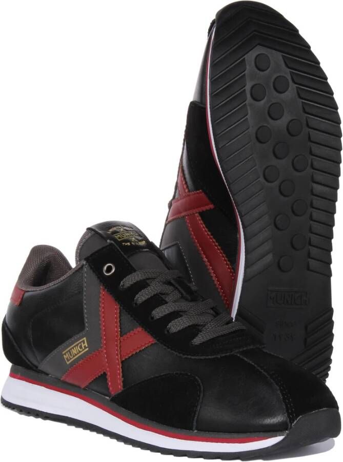 Munich Retro Geïnspireerde Zwart Rood Sneakers Mannen Multicolor Heren