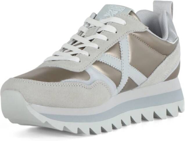 Munich Ripple Leren en Stoffen Sneakers Beige Dames