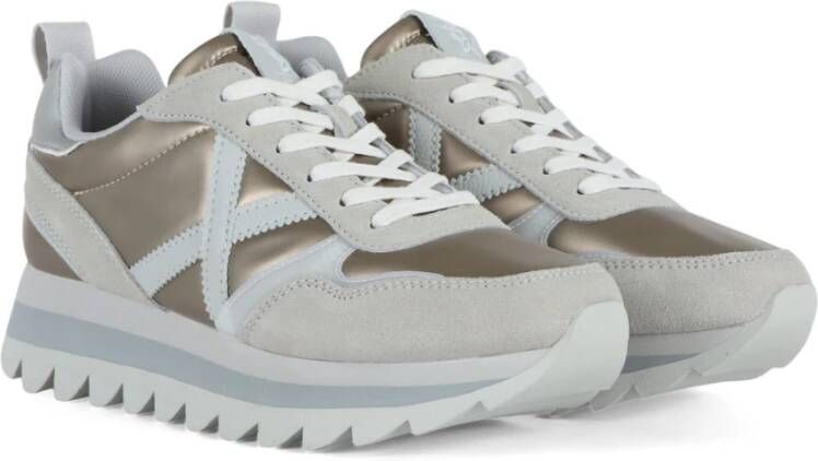 Munich Ripple Leren en Stoffen Sneakers Beige Dames