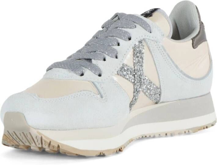 Munich Sky Leren en Stoffen Sneakers Gray Dames