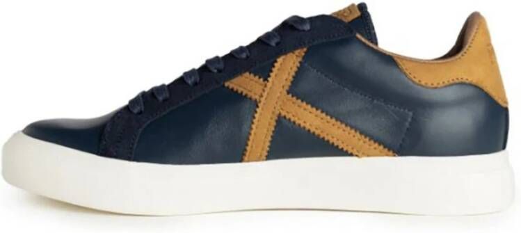 Munich Blauw Navy Leren Sneakers Rete 82 Blauw Heren