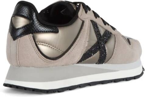 Munich Sneakers van leer en stof met glitters Brown Dames