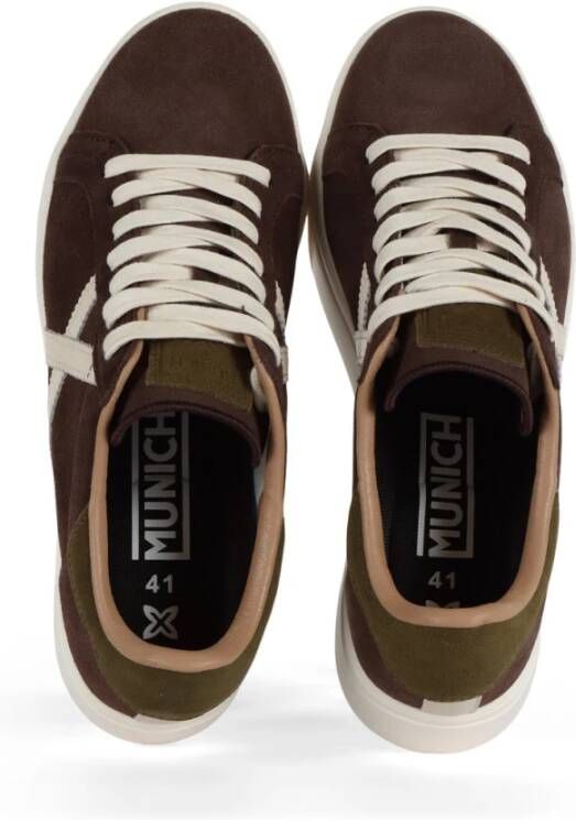 Munich Sneakers van suède met vetersluiting Brown Heren